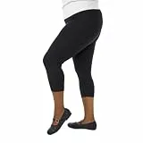 Zizzi Frauen Plus Größe 3/4 Leggings Basic Viskose Größen Gr L Black