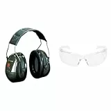 3M PELTOR Optime II Kapselgehörschutz, grün & 3M Virtua AP Schutzbrille - Augenschutz, UV Schutz - Transparente, kratzfeste Schutzbrille für Industrie und Gewerbe, 26 g leicht