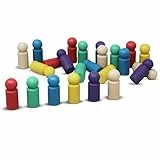WISSNER 24 XXL-Spielfiguren Set in 6 lebhaften Farben - Öko-Freundliches RE-Wood Material, PEFC Zertifiziert - Perfekt für Lern- und Brettspiele - Jumbo Mensch Ärgere Dich Nicht Figuren