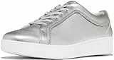 Fitflop Damen Rally Crystal-Trim Leather Sneakers Sneaker, Silber, 38.5 EU