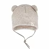 maximo GOTS Baby-Mütze,Baumwollfleece Öhrchen, Bindeband, doppelt Made in Germany Baumwollfleece