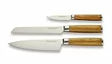 Echtwerk Damastmesser Set 3 teilig, Küchenmesser/ Kochmesser, Wellenschliff Brotmesser, Schälmesser/Gemüsemesser, Damaststahl, ergonomische Messergriffe aus Pakka-Holz, Braun/Silber, Aufbewahrungsbox