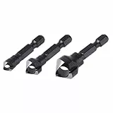 wolfcraft Querlochsenker-Set, 3-tlg. - 4375000 - Zum Entgraten und Ansenken von Bohrlöchern in Holz, NE-Metall und Kunststoff - Ø 8, 12, 16 mm - Sechskantschaft - Made in Germany