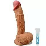 17,8CM Realistischer Silikon Dildo Weich Sex Spielzeug mit Saugnapf für die Frau, Diloschwanz Dildos Sexspielzeug für Frauen & Männer, Anal Dildo für G-Punkt & Analstimulation mit Hoden für Anfänger