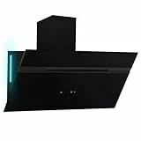 Klarstein Dunstabzugshaube Alina - 90-cm-Wandhaube, 615 m³/h Luftstrom, Energieeffizienzklasse A, LED-Beleuchtung in 9 Farben, Touch-Bedienfeld, Umluftbetrieb, Schwarz