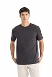DeFacto Herren Basic T-Shirt - Klassisches T-Shirt für Männer Antracite L