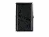 Zigarettenetui BLACK LADY 3 schwarz für 100 mm Zigaretten (Kingsize) und SLIM Lederoptik mit Gummiband