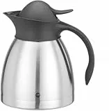HENDI Thermoskanne, doppelwandige Isolierung, Schraubdeckel mit schwarzem Druckknopf, Isolierkanne, Kaffeekanne, 1,5L, ø145x(H)230mm, Edelstahl, Polypropylen