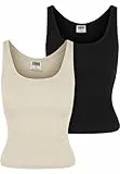 Urban Classics Damen Tanktop Ladies Organic Basic Rib Top 2-Pack, Doppelpack Tanktop für Frauen, Regular Fit, Größen XS - 5XL