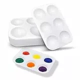 8 Stück Mischpalette Kunststoff Palette, Rechteckige Weiß Farbtablett, 6 Wells Aquarellpalette Malpalette für Künstler Wasserfarben Öl Acryl Malerei | 8.6 x 12.8cm