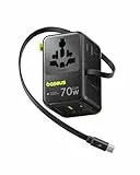Baseus Enercore 70W Reiseadapter Weltweit mit Ausziehbarem Kabel, Universal Reisestecker mit 2AC+2USB A+USB C, Internationaler Steckdosenadapter, für USA England Japan Thailand Australien