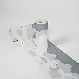 A.S. Création Lovely Kids selbstklebende Bordüre mit Wolkenmotiv – 0,155 x 5,00 m – Grau, Blau, Weiß – moderne Kinderzimmer Borte Made in Germany – 403744
