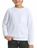 Arshiner Jungen Sweatshirt Weiß Kinder Fleece Pullover Rundhals Langarmshirt Winter Pulli Kinder Schulanfang Kleidung 160/11-12 Jahre