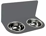schmeck.bar Futterstation Futterbar erhöhter Futterspender kleine mittlere große schreckhafte Hunde mit Näpfen stabil hochwertig Wand (GRAU MATT, B: 480 x 212 x 262 mm - Napf 2X M)
