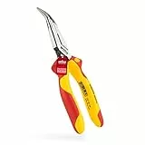 Wiha Flachrundzange Industrial electric mit Schneide gebogene Form, ca. 40° in Blister (38859) 200 mm Zange für Elektriker, VDE geprüft, stückgeprüft, stabil und robust