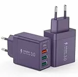 USB C Ladegerät, 2 Pack USB Schnellladegerät 40W 4 Port PD+QC USB Schnell Netzteil USB C Adapter für iPhone 11/12/13/14/15/16 Pro Max, XS/XR/X, Samsung Galaxy S23 Ultra/S22 Ultra, Google, Tablet Handy