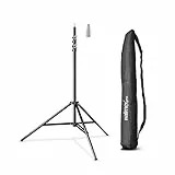 Walimex pro Lichtstativ WT-806 bis 256 cm Höhe, Blitzstativ mit Federdämpfung inkl. 3/8' Adapter & Tasche, Lampenstativ bis 6 kg, Studiostativ für Ringlicht, Reflektor, Blitz & Video
