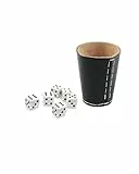 DELALO Echtleder Würfelbecher inkl. 6 Würfeln – Handgearbeiteter Würfelbecher, 9 cm, Perfekt für Würfelspiele (Schwarz)