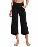 Promover Yogahose Damen Weites Bein Caprihose Damen Sommer Sommerhose Leicht 3/4 mit Taschen Sporthose Freizeithose