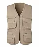 KTWOLEN Herren Outdoor Weste Baumwolle Anglerweste Freizeit Jagd Trekking Wander Angler Camping Safari Weste Ärmellos Jacke mit vielen praktischen Taschen, Beige, 5XL
