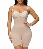 SLIMBELLE Stark Formend Bauch Weg Bodys Shaper Miederbody Formbody Shaping Figurformende Bodysuit Damen Frauen Shapewear Unterbrust Beige M