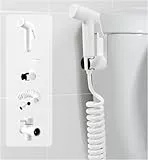 Handheld Bidet Sprühgerät Kit für Toilette, Bidet Hahn Tuch Windel, Baby Wasch, Haustier Wasch oder Toilette Reinigung, mit Feder Typ Schlauch (weiß)