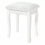 WOLTU Schminkhocker, Sitzhocker, Hocker Landhaus Hocker, Polsterhocker, MDF Holz, Weiß lackiert, für Schminktisch, Barock, Cremeweiß MB6015cm