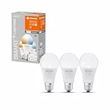 LEDVANCE Smarte LED-Lampe mit WiFi Technologie, Sockel E27, Dimmbar, Lichtfarbe änderbar (2700-6500K), ersetzt Glühlampen mit 60 W, SMART+ WiFi Classic Tunable White, 3er-Pack