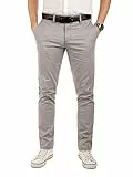 Yazubi Herren Chino Hose Dustin - Chinohose mit Gürtel, Grau (Gull 4R173802), W33/L34