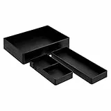 Amazon Basics Kunststoff-Organizer-Set, Zubehörablage, Halb-Zubehörablage und Kleine Ablage, Schwarz