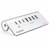 USB C Hub, ORICO 7 Port USB C 3.2 Gen 2 Hub, USB Verteiler 10 Gbps mit 4 USB A, 2 USB C, PD 60W, 24V/3A Netzteil Port, Aluminium USB Splitter mit 0.5m Type C Kabel für MacBook, MacBook Pro