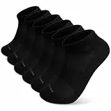 ZAKASA Herren Bambus Sneaker Socken: Kurz Sportsocken Laufsocken Füßlinge Männer Knöchelsocken Atmungsaktiv Nahtlos Fußgewölbestütze für Outdoor Größe 43-46 Schwarz 6 Paare