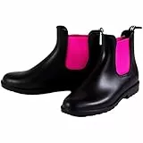 RL24 by HKM - Jodhpur Reitstiefeletten mit Elastikeinsatz Kunstleder schwarz/pink 40 soft/weit