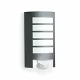 Steinel Außenleuchte L 12 S anthrazit, 180° Bewegungsmelder, Dämmerungssensor, Alu-Blende, E27, Max. 60W Wandleuchte, 27.2 x 15.5 x 10.8 cm