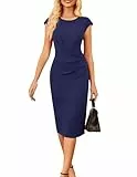 GRACE KARIN Kleider Elegant Rundhals Bodycon Kleid Damen Herbst Business Formelle Festliche Cocktailkleid Damen Marineblau S