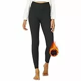 DDOBB Thermo Leggings Damen Gefüttert High Waist Thermoleggins Lang Mit Innenfleece Warm Teddy Sportleggins Strumpfhosen Thermohose Laufhose Winterkeid(A-Schwarz, (DE34-40)=S-M)