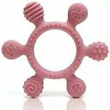 CAJA Beißring Baby BPA freie Zahnungshilfe Beißspielzeug aus Silikon Greifring mit Motiven sicheres sensorisches Babyspielzeug mit strukturierten Oberflächen Geschenkidee zur Geburt Jungen Mädchen