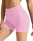 RIOJOY Sport Shorts Damen, Nahtlose Workout Short für Frauen, 4'' Hochtaillierte Bauchkontroll, Ohne Vordernaht Yoga Biker Athletic Laufshorts
