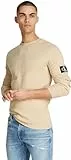 Calvin Klein Jeans Herren Badge Waffle Ls Tee J30j323485 Langarm Strickoberteile, Khaki (Pale Khaki), XXS