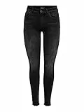 ONLY NOS Damen Skinny Skinny Jeans onlBLUSH MID ANK RAW JEANS REA1099 NOOS 15157997, Gr. W30/L34 (Herstellergröße: L), Schwarz (Black Denim)