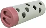TRIXIE Snack Roll Katzenspielzeug - durch Rollbewegungen fallen Snacks heraus - schult die Geschicklichkeit - Gummiummantelung - spülmaschinengeeignet - ø 6/ø 5 × 14 cm - grau/rot - 4592