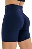 QUEENIEKE Biker-Shorts für Damen, Wolkengefühl, 15,2 cm hohe Taille, Bauchkontrolle, Fitness, athletisch, Workout, Gym Shorts, Marineblau (True Navy), L