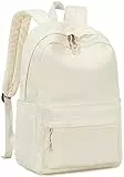 LOIDOU Schulrucksack Mädchen & Jungen Teenageralter Leichter Rucksack Damen für Schule Wasserabweisend Daypack Bookbag Colleg Work (Beige)
