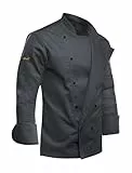 strongAnt Kochjacke Herren easyClean Inkl. Kugelknöpfe. Bäckerjacke Langarm bügelleicht schmutzabweisend - Grau Gr. L