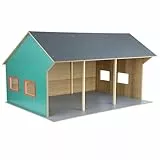 Kids Globe Holz Bauernhof Spielzeug – Scheune, Schuppen, Halle, Stall, 1:16, mit 3 Boxen – robust, kindgerecht, pädagogisch wertvoll, Spielfigurenzubehör