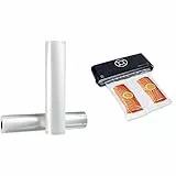 Amazon Basics - Vakuumierer, 30 cm Naht + 10 Vakuumierbeutel, Schwarz & 30 cm x 600 cm, 2 Rollen für Vakuumierer