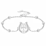 J.MUEN Hufeisen-Armband für Damen, Sterling Silber, Pferdekreuz-Armbänder, Schmuck Geschenke für Frauen Mädchen