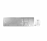 CHERRY DW 9100 Slim, Kabelloses Tastatur- und Maus-Set, Deutsches Layout (QWERTZ), Bluetooth & 2,4 GHz Funk, Leise Tasten, Wiederaufladbar, Weiß-Silber