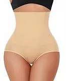 YARRCO Nahtlose Miederslips Damen Bauchweg Unterhose Hohe Taille Shapewear Miederhose Figurformende Unterwäsche (Beige-Shape, XL)