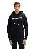 TOM TAILOR Denim Herren Hoodie Sweatshirt mit Logo-Print, 15148 - Sky Captain Blue, XL